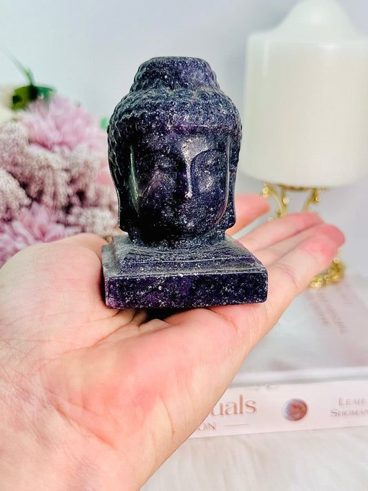 Lepidolite Carved Buddha Head 296gram