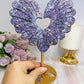 Large Lepidolite Feather Style Heart On Stand 20.5cm