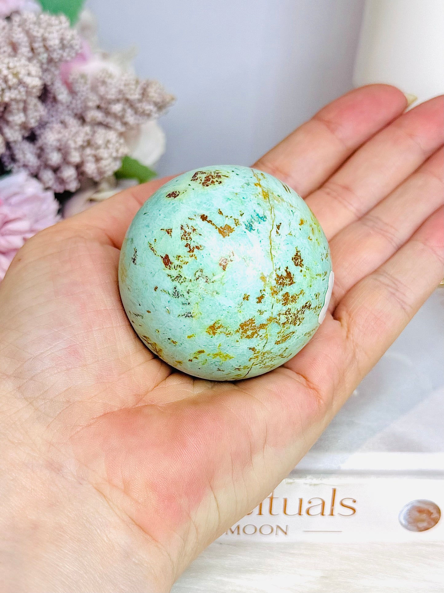 A Rare Stone ~ Genuine Inca Turquoise Sphere On Stand 170g