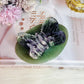 Large Rainbow Fluorite Carved Butterfly On Green Aventurine Lillypad / Leaf 10cm