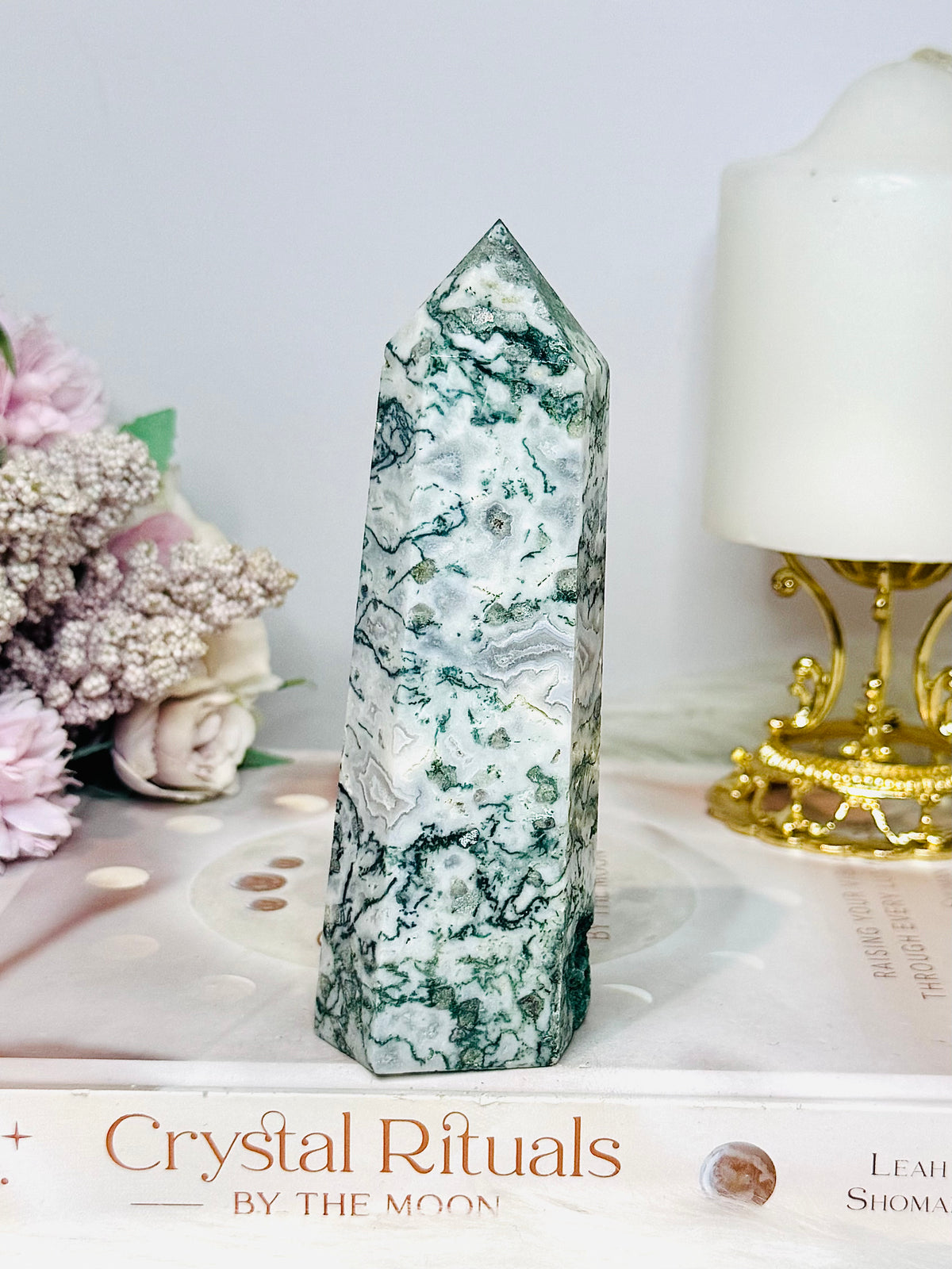 Moss Agate Chunky Tower 13cm