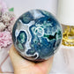 High Grade Druzy Moss Agate Sphere on Stand 1.09KG