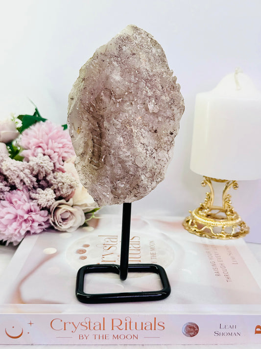 Divine Vibrations ~ Gorgeous Large 19.5cm Natural Elestial Quartz On Stand