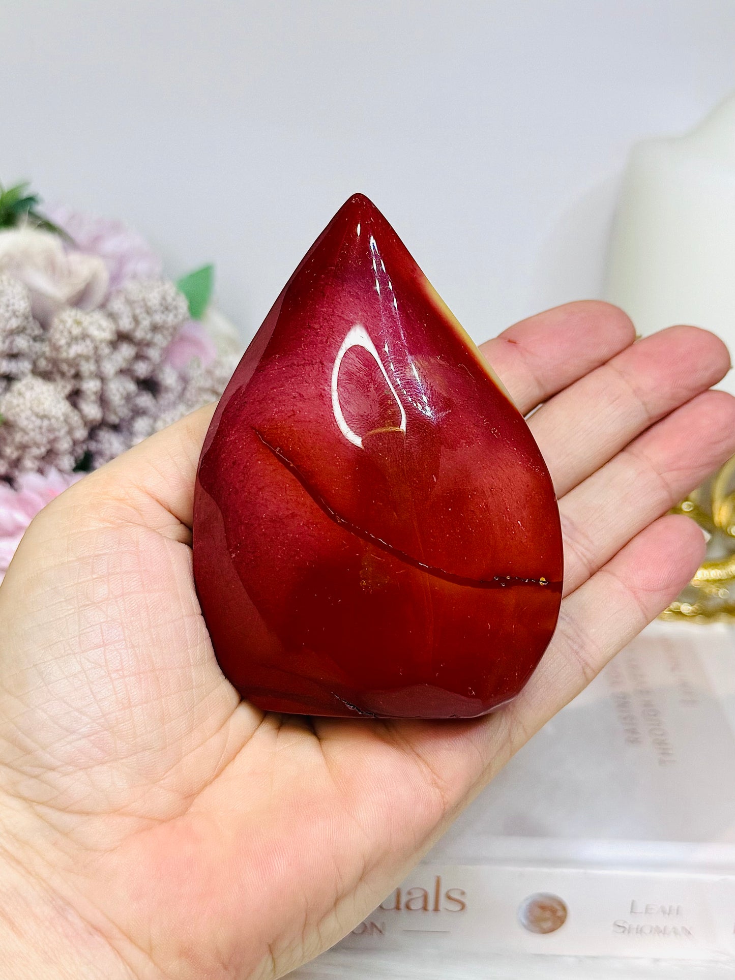 Mookaite Jasper Carved Flame 9cm