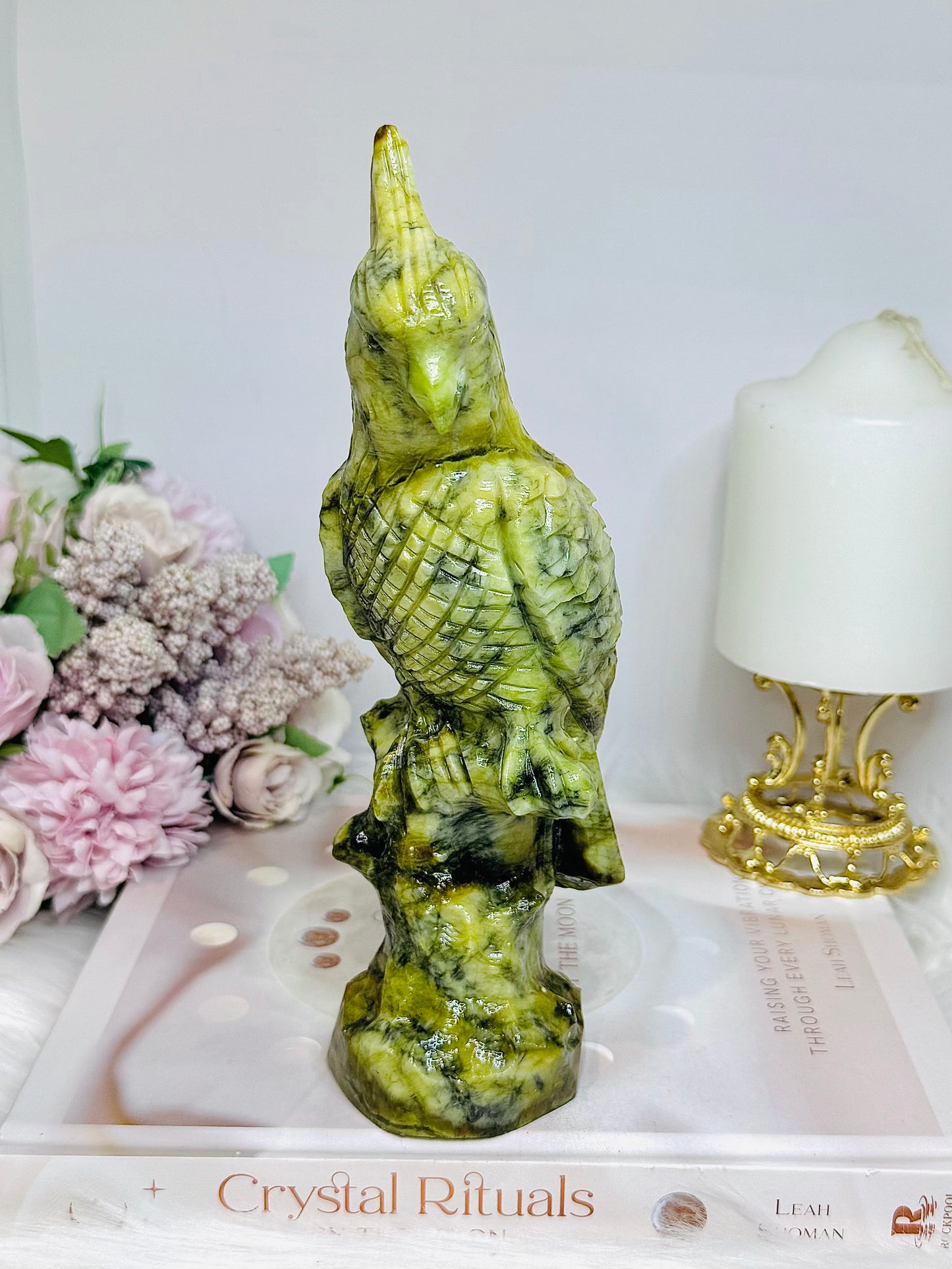 Large Chunky Jade Carved Parrot (Bird) 20.5cm 820g