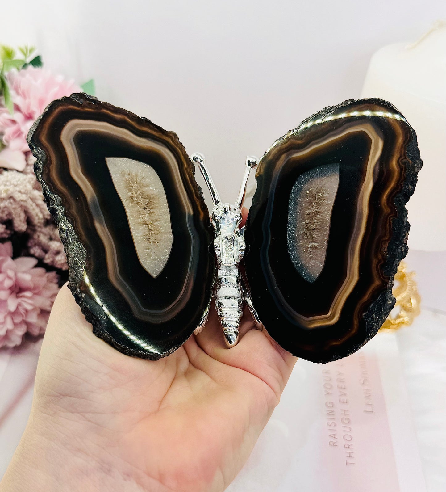 Large 10cm Natural Agate Butterfly Just Gorgeous