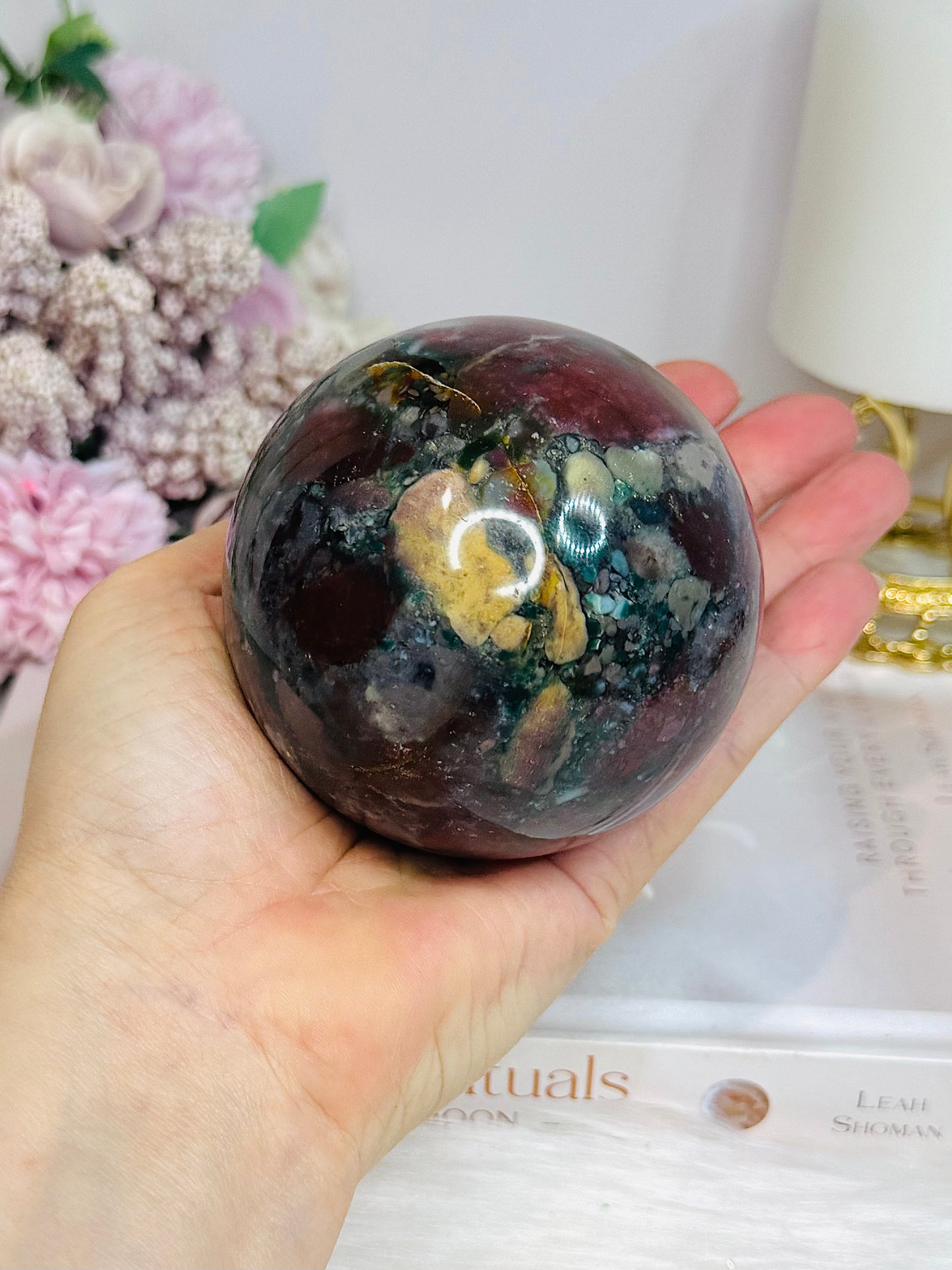 Large Jasper Sphere On Stand 620g