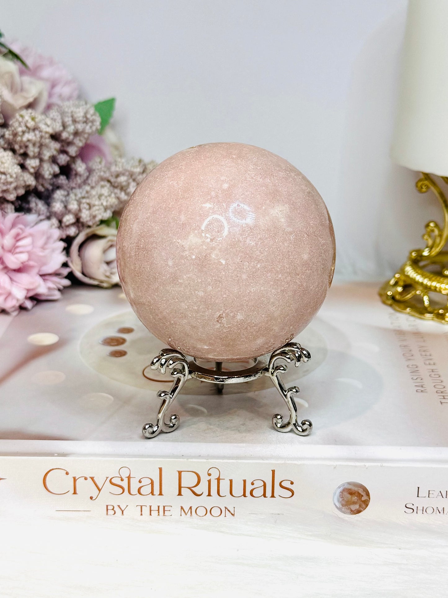 Large Pink Amethyst Druzy Sphere on Stand 406g