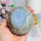 Natural Agate Carved Bowl Filled with Clear Quartz Tumbles 443g