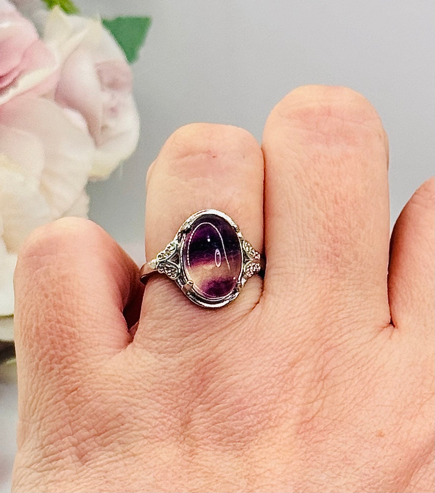 Gorgeous Adjustable Fluorite Ring In Gift Bag