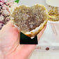 Sparkling 8cm Angel Aura Druzy Agate Carved Heart on Stand From Brazil