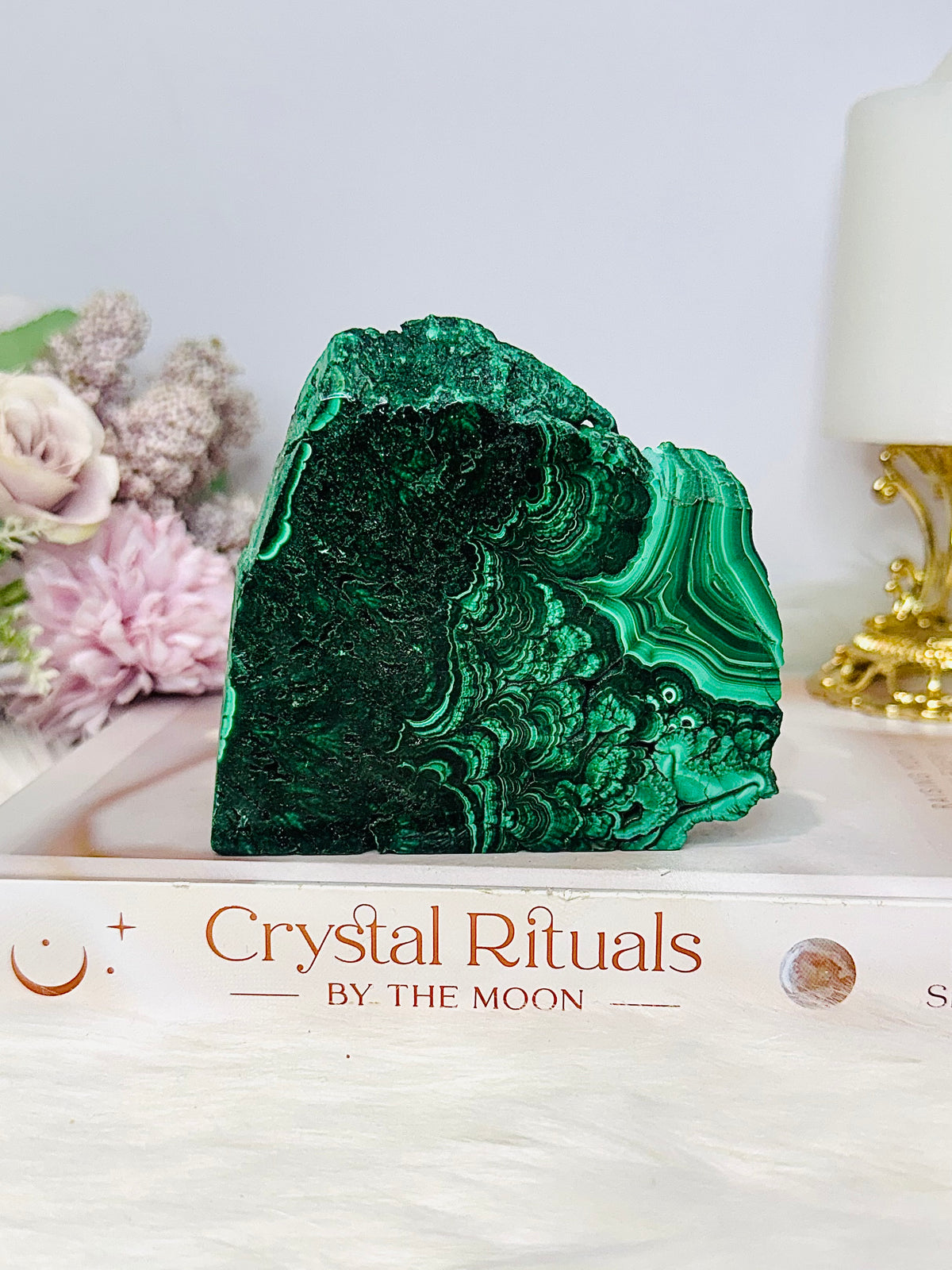 Large Thick Natural AAA Malachite Slab From Congo 9.5cm 262g