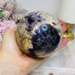 Large Chevron Amethyst Sphere on Stand 926g