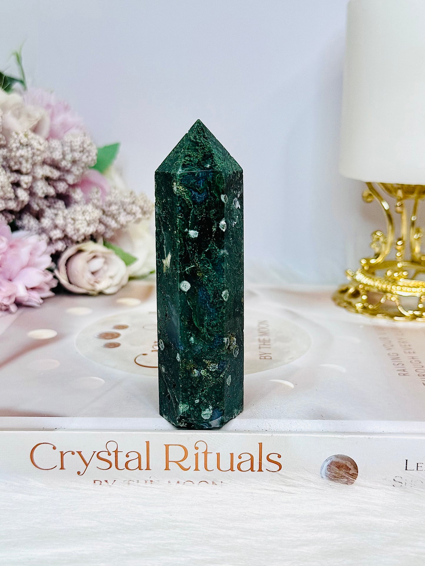 Moss Agate Tower 9.5cm