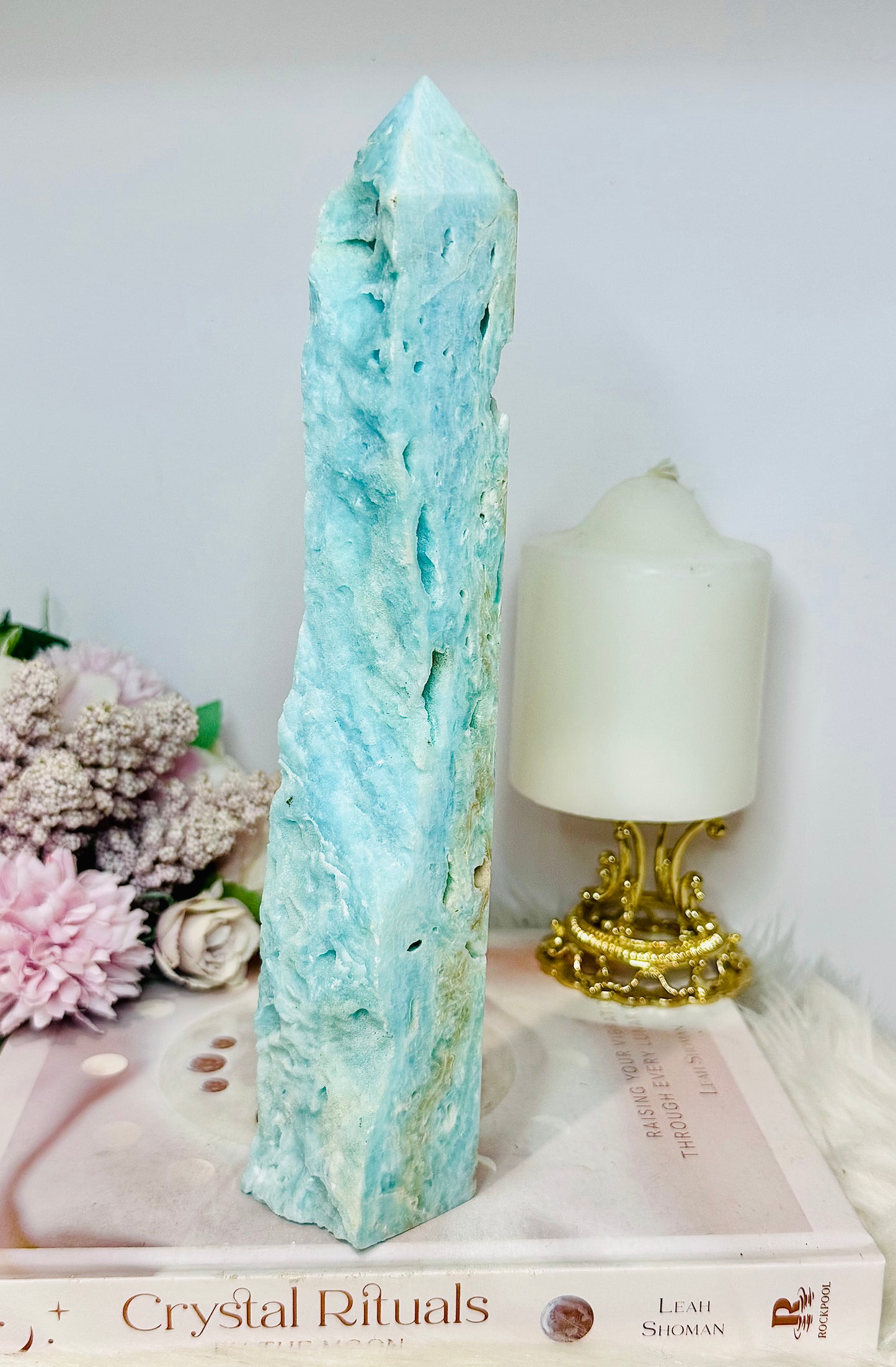 Large Blue Hemimorphite Druzy Raw Edge Tower 24cm 629g