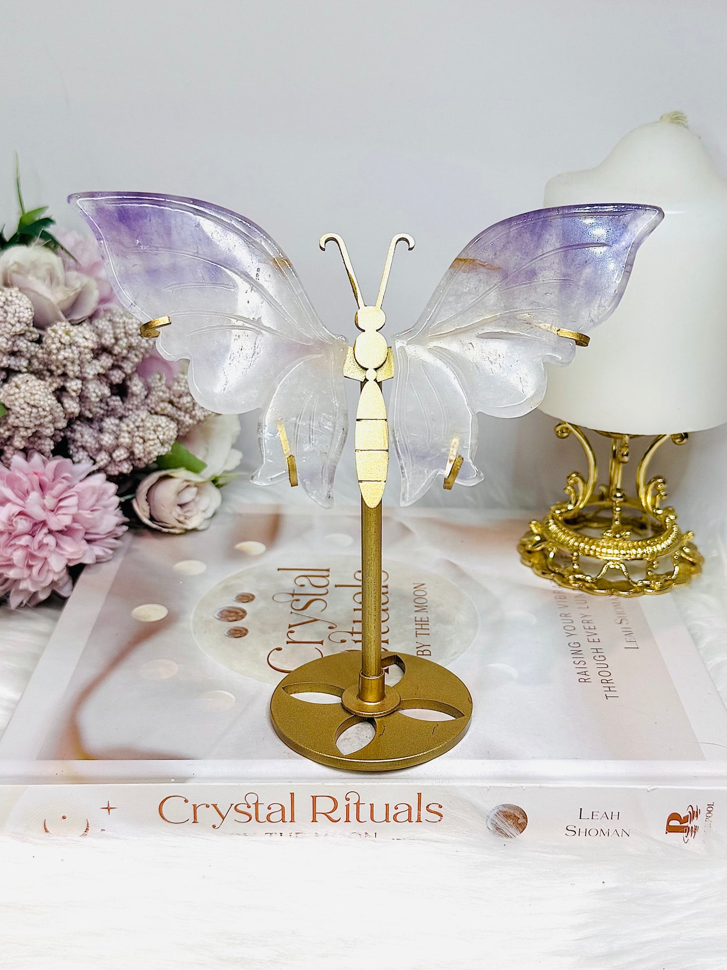 High Grade Amethyst in Quartz Butterfly Wings 15cm