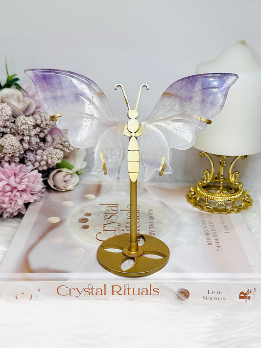 High Grade Amethyst in Quartz Butterfly Wings 15cm