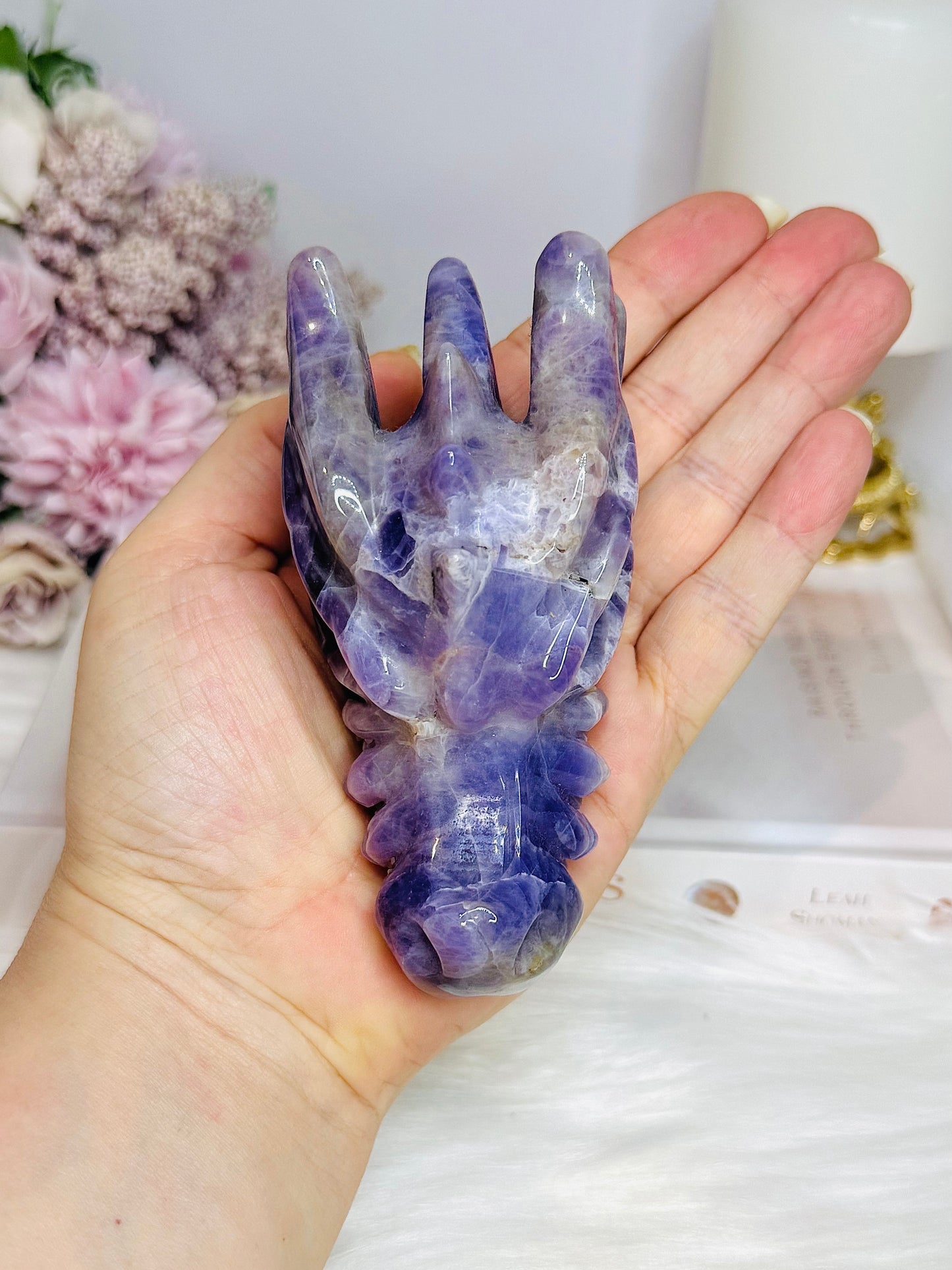 Large Amethyst Carved Dragon Head 11cm