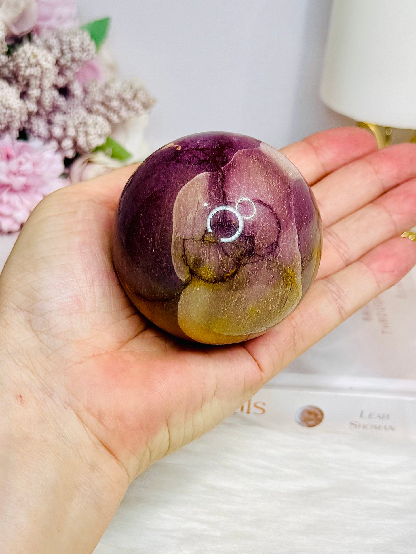 Large Mookaite Jasper Sphere on Stand 347g