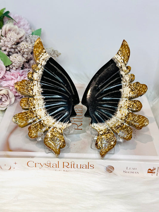 High Grade Ocean Jasper Wings On Stands 15cm