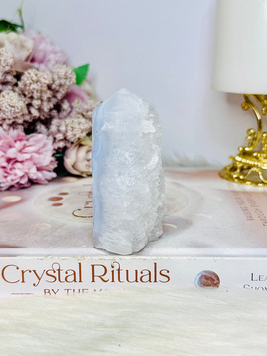 Chunky Blue Lace Agate Druzy Tower 7.5cm