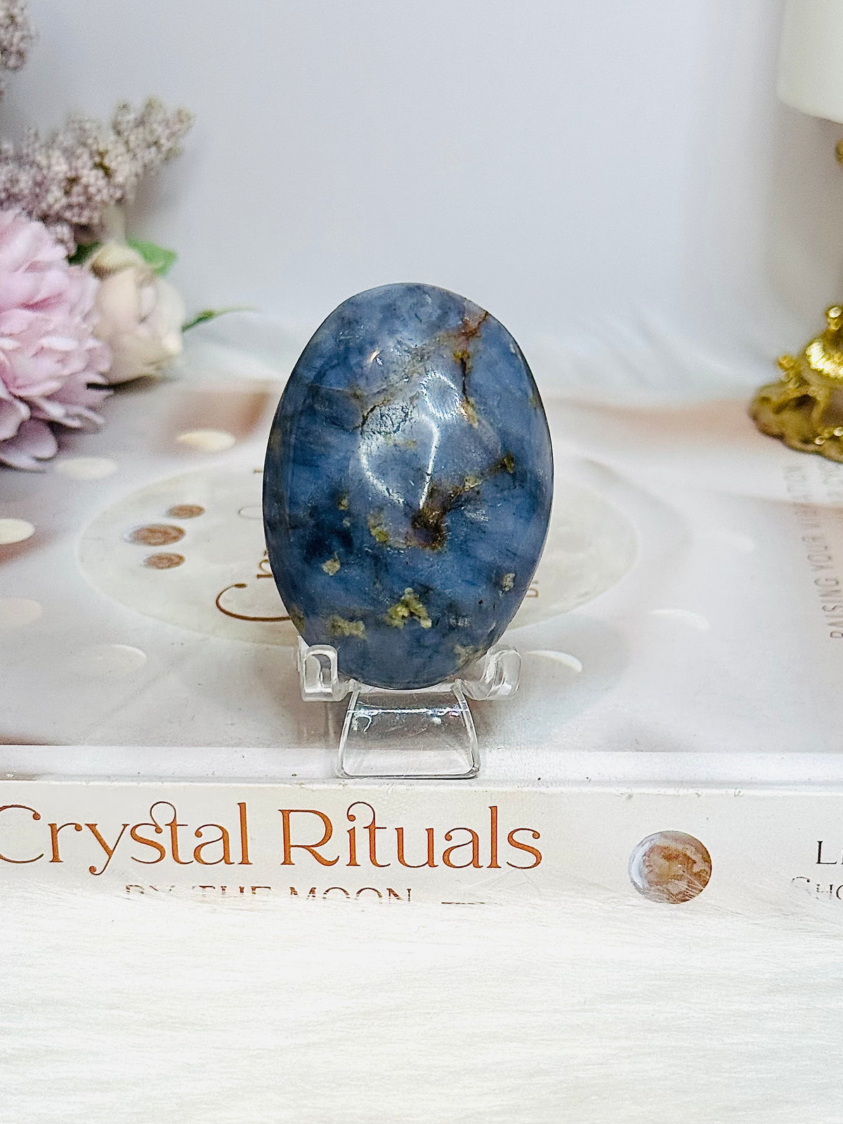 Blue Owyhee Opal Palm Stone (stand is display only)