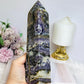 Large Purple Fluorite X Sphalerite Druzy Tower 20cm 747g