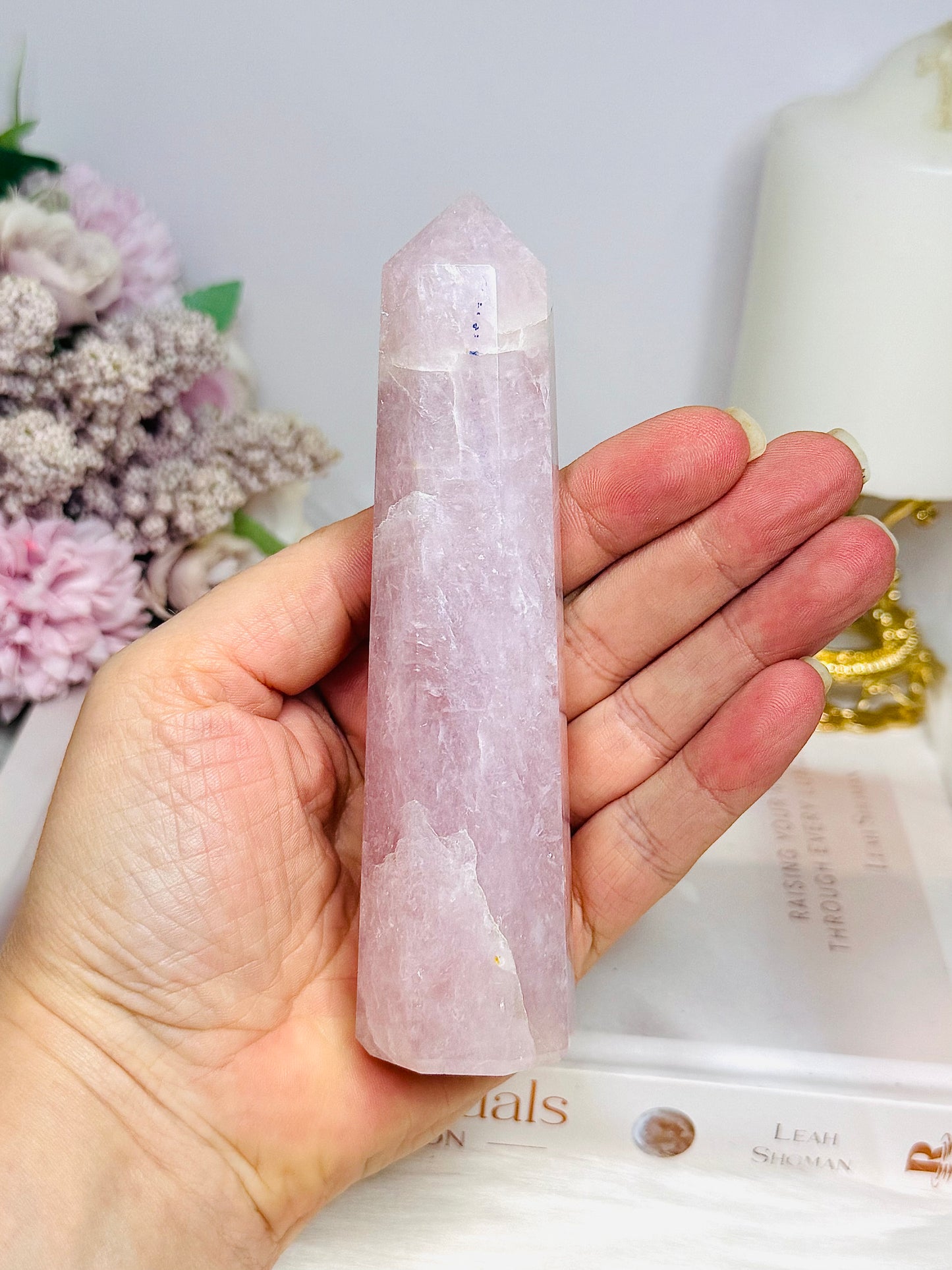Large Chunky Rose Quartz Tower 13cm