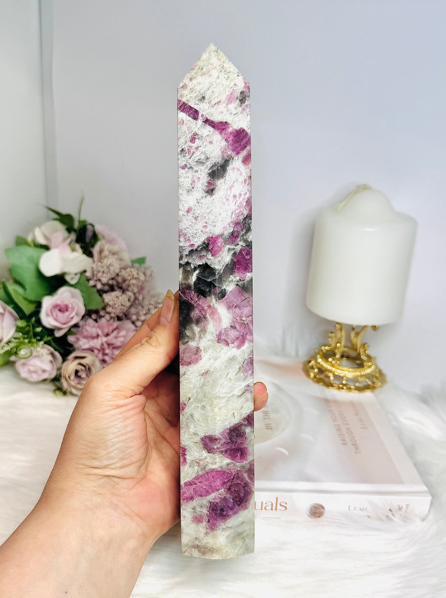Large Pink Tourmaline Tower 25cm