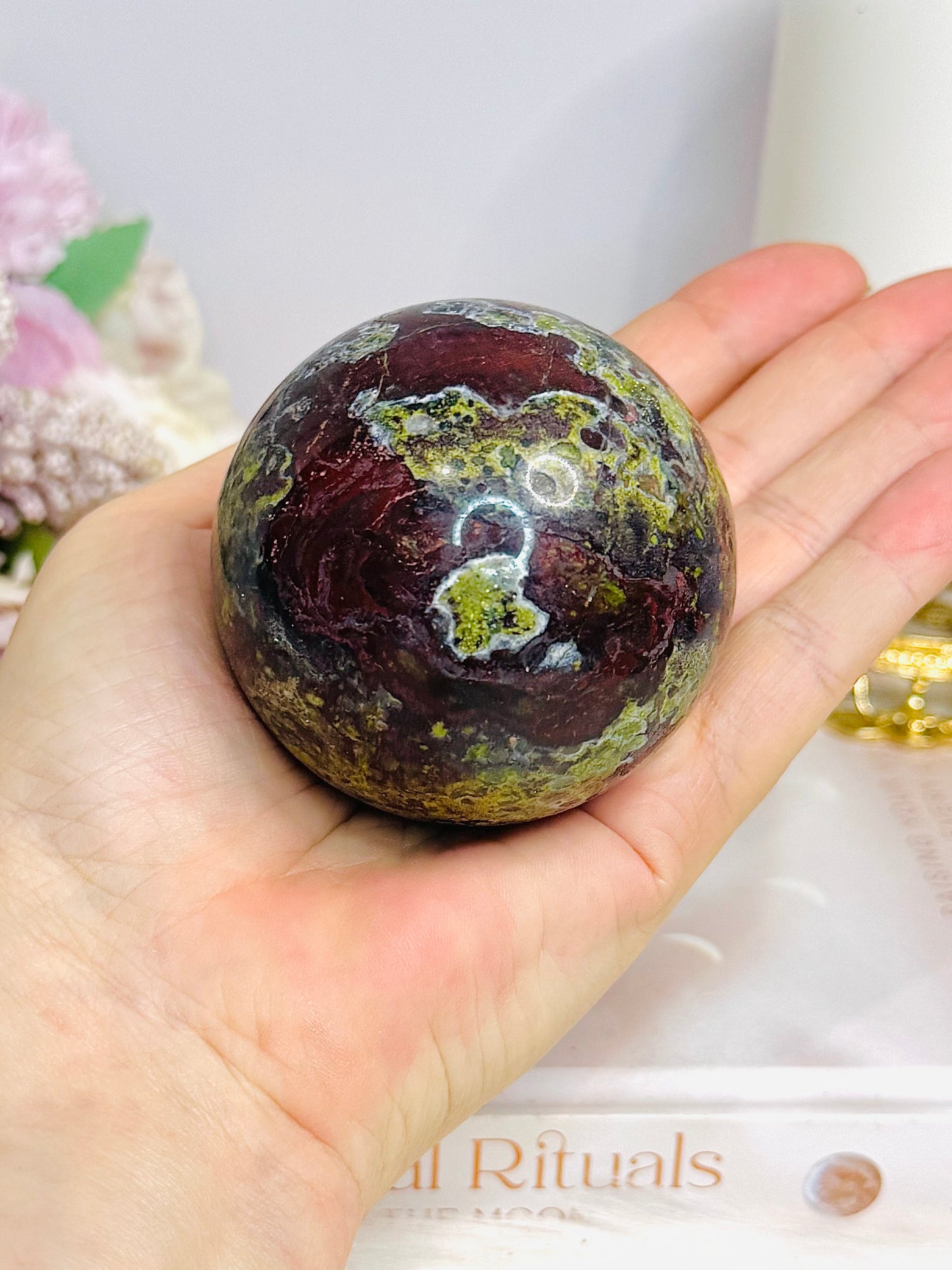 Large Dragons Blood Sphere on Stand 384g