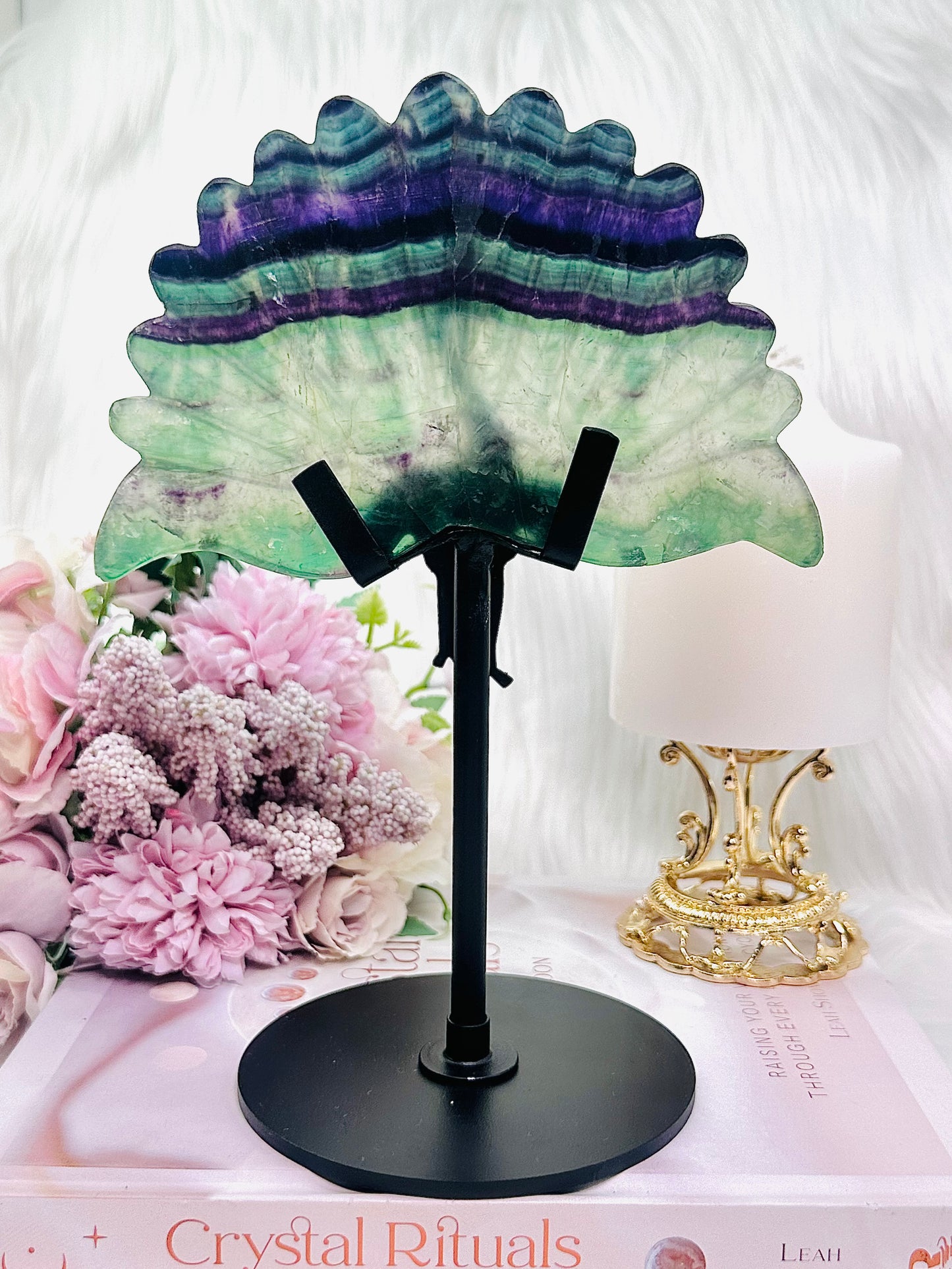 Wow!!! Incredibly Exquisite Large 22cm (inc stand) Fluorite Peacock ~ Such A Beautiful Piece