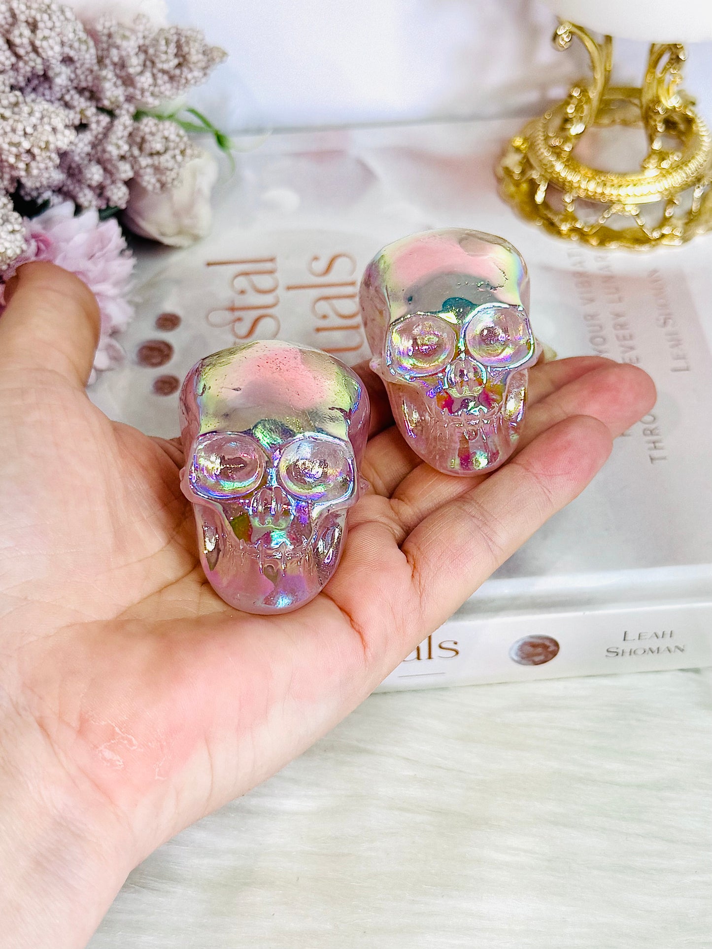 Angel Aura Rose Quartz Carved Skulls $35 each