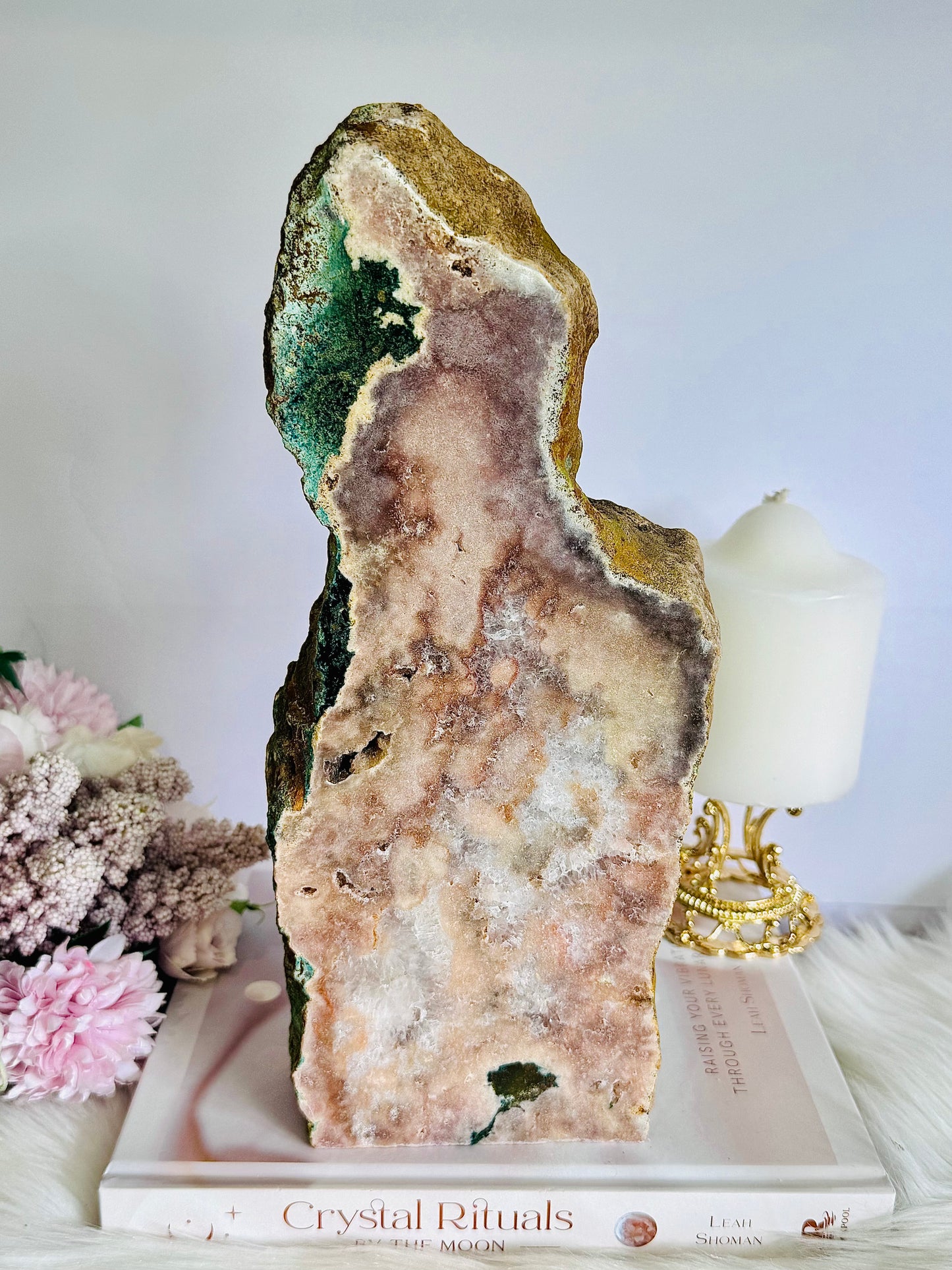 Huge Chunky Natural Pink Amethyst Polished Slab 28cm Tall 2.18KG