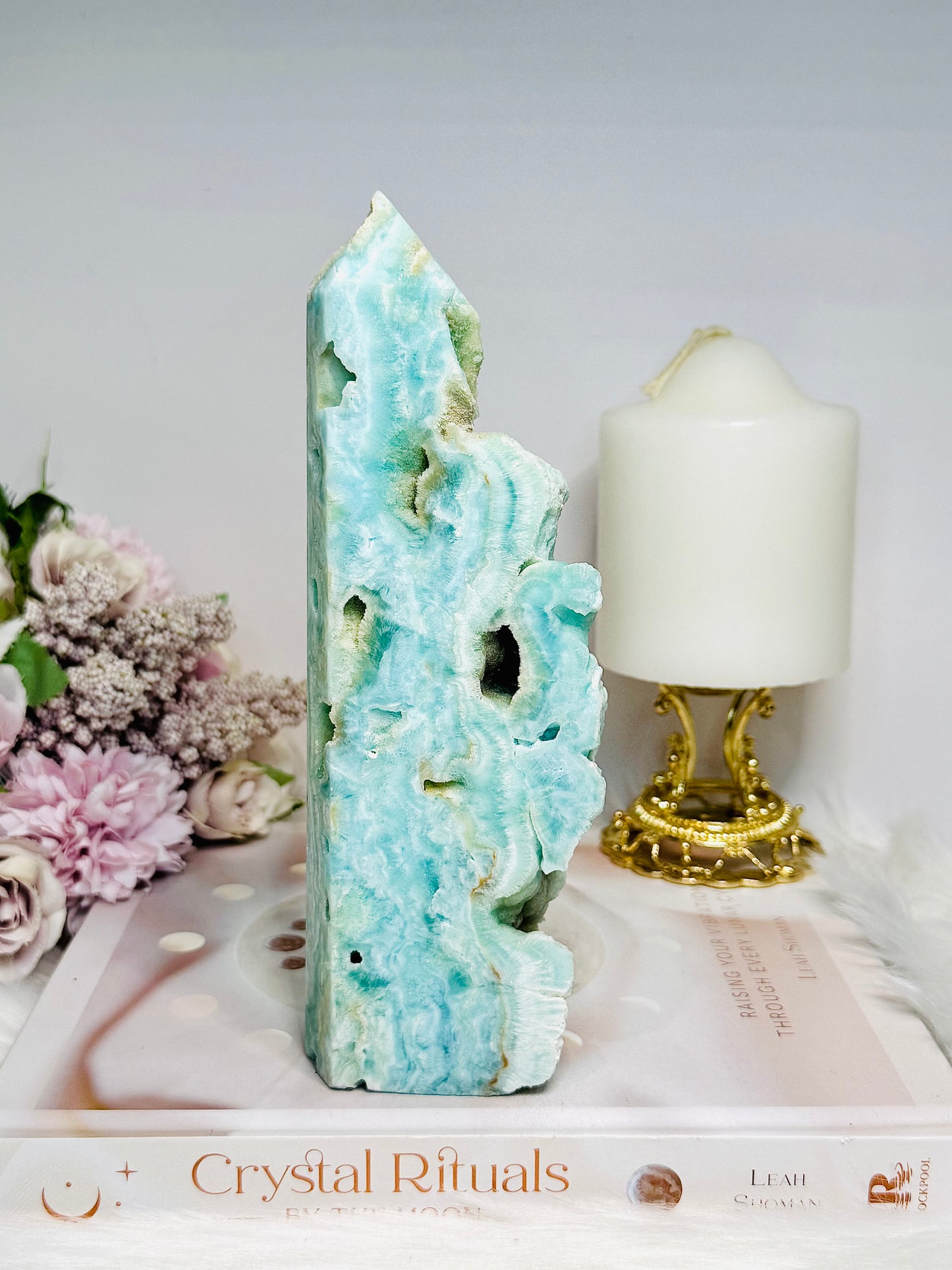 Large Blue Hemimorphite Druzy Tower 19cm