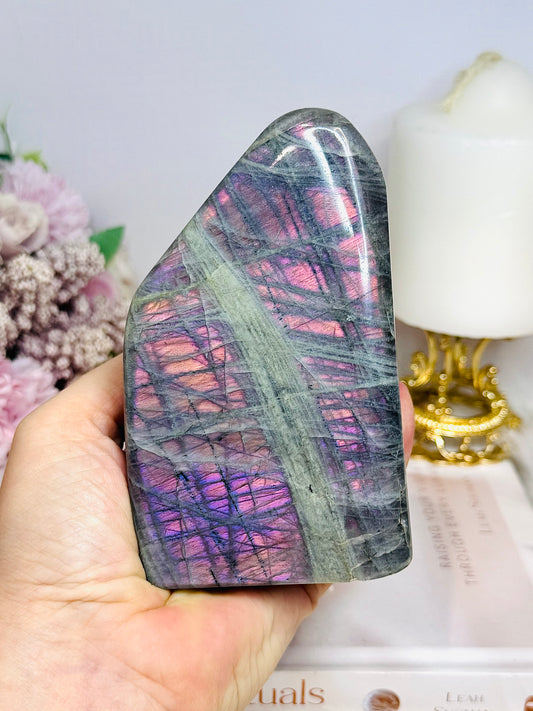 Natural Large Pink & Purple Flash Labradorite Freeform 11cm 610g