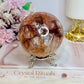 High Grade Large Fire Quartz | Hematoid Quartz Sphere with Rainbows on Stand 725g