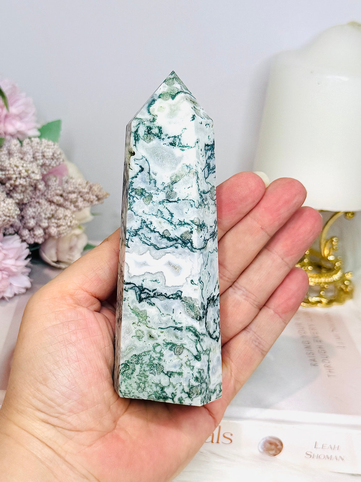 Moss Agate Chunky Tower 13cm