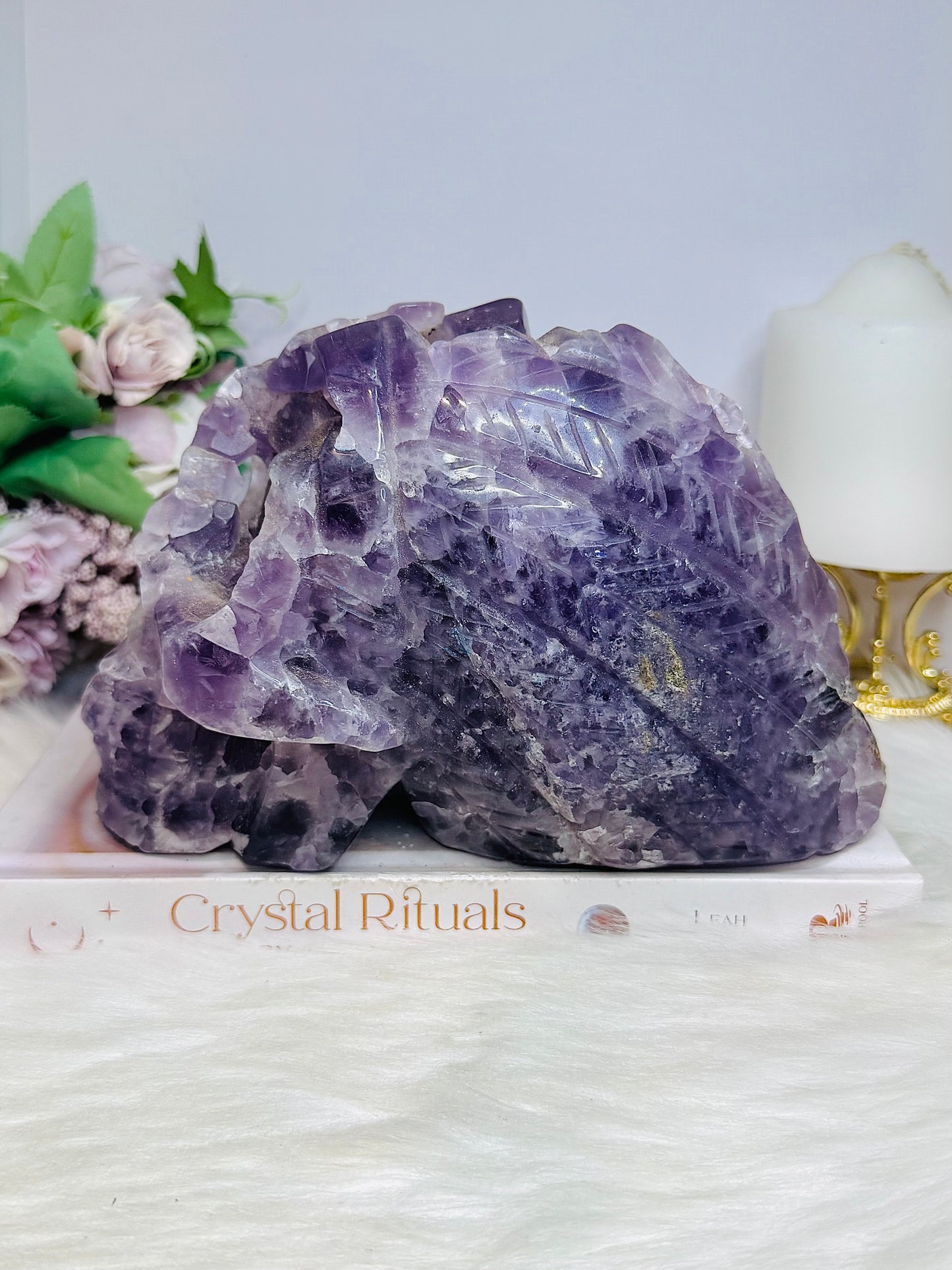 Huge Amethyst Druzy Carved Skull 18.5cm 2.46KG