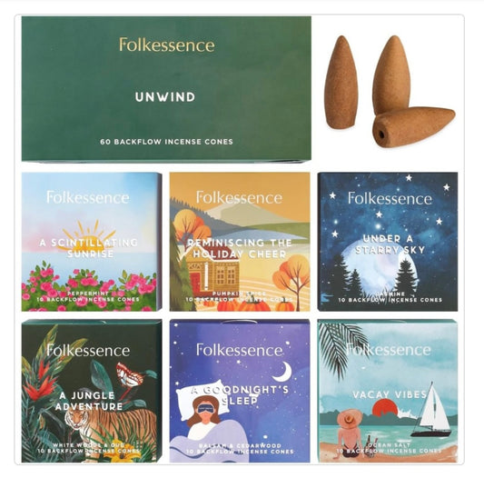 Folkessence Unwind Gift Pack Incense Cones x 60