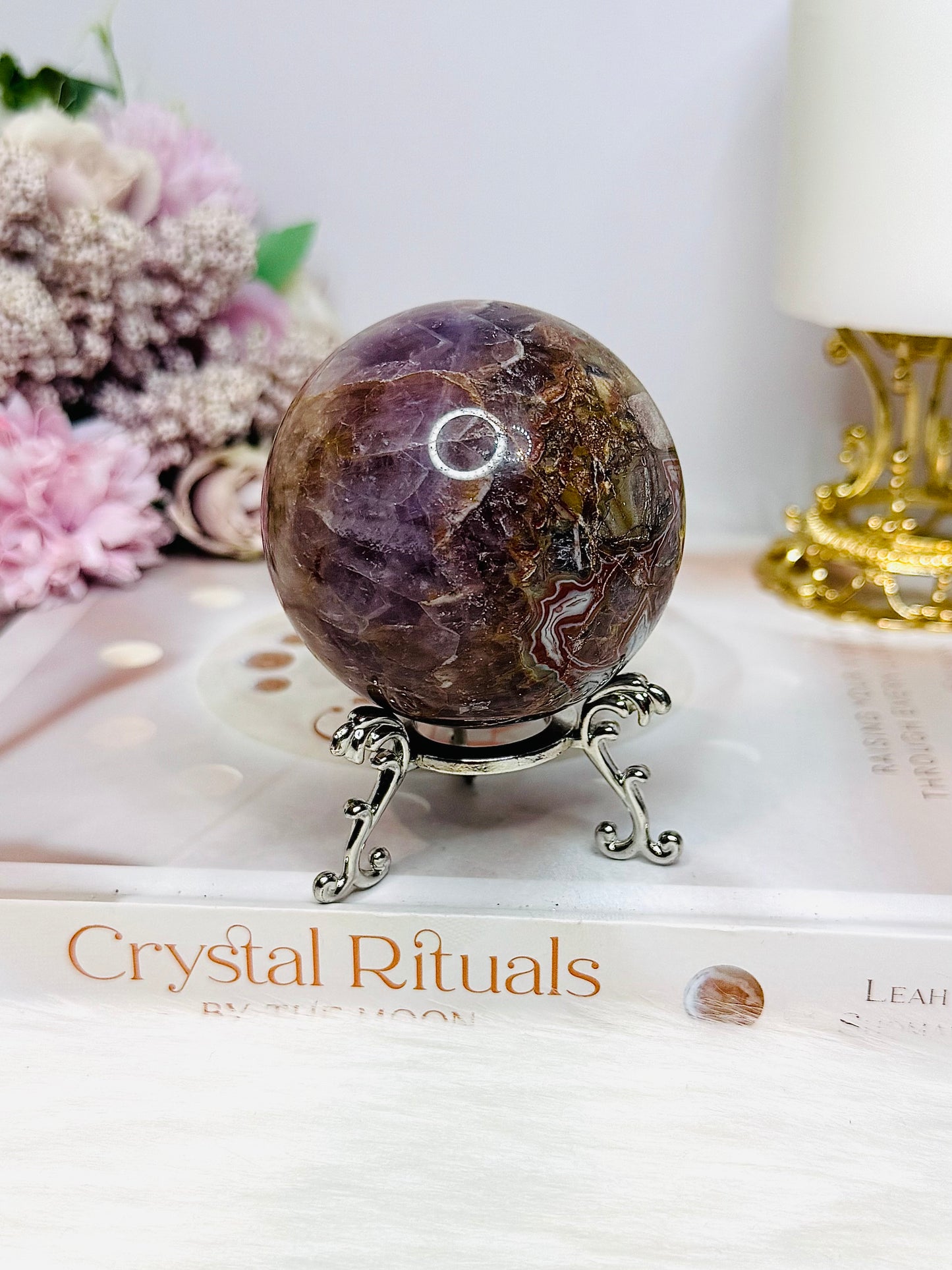 Crazy Lace Amethyst Sphere on Stand 300g