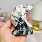 Moss Agate Druzy Moon On Stand 9.5cm 243g