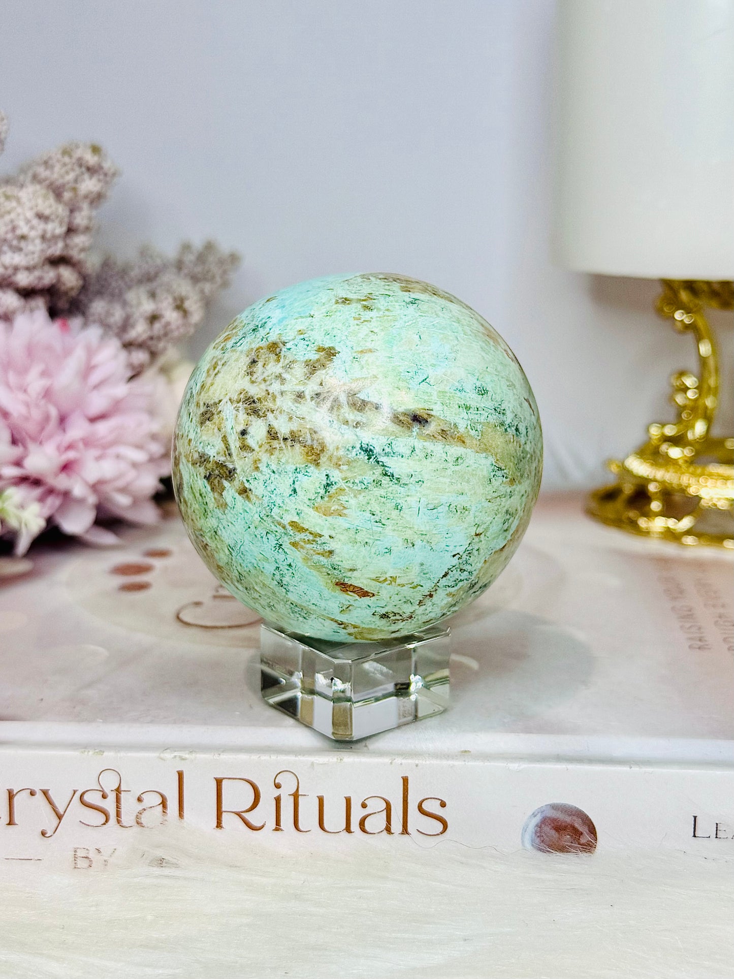 A Rare Stone ~ Genuine Inca Turquoise Sphere 302g On Stand