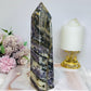 Large Purple Fluorite X Sphalerite Druzy Tower 20cm 747g