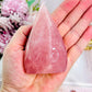 Absolutely Divine 9cm High Grade Rose Quartz Evil Eye Carved Flame