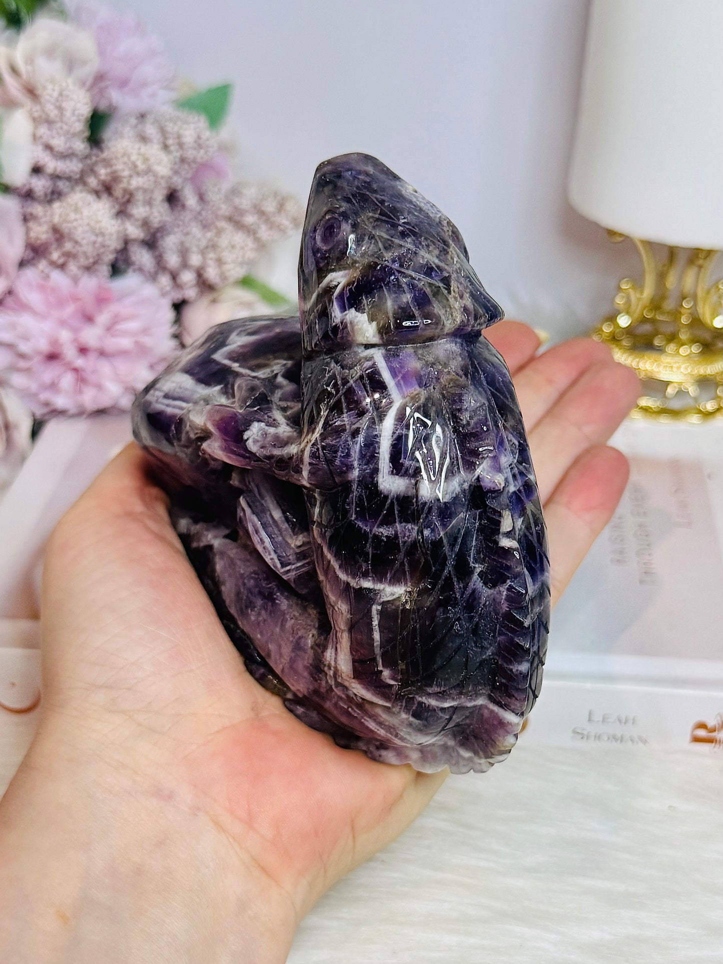 Large Chevron | Dream Amethyst Carved Lizard 11cm 793g