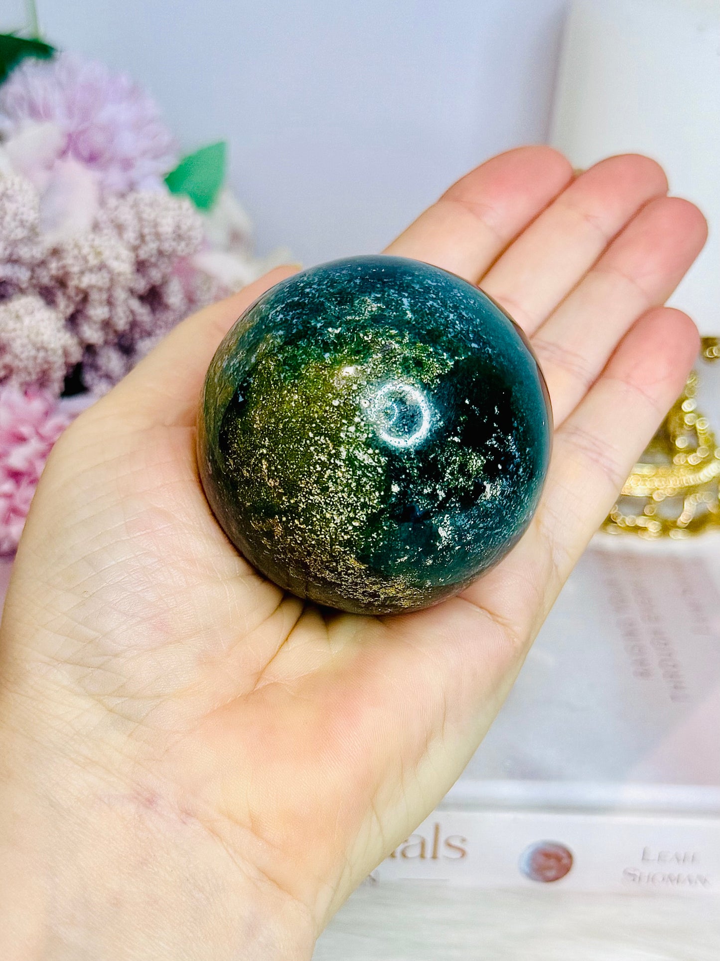 Green Ocean Jasper Sphere on Stand 255g