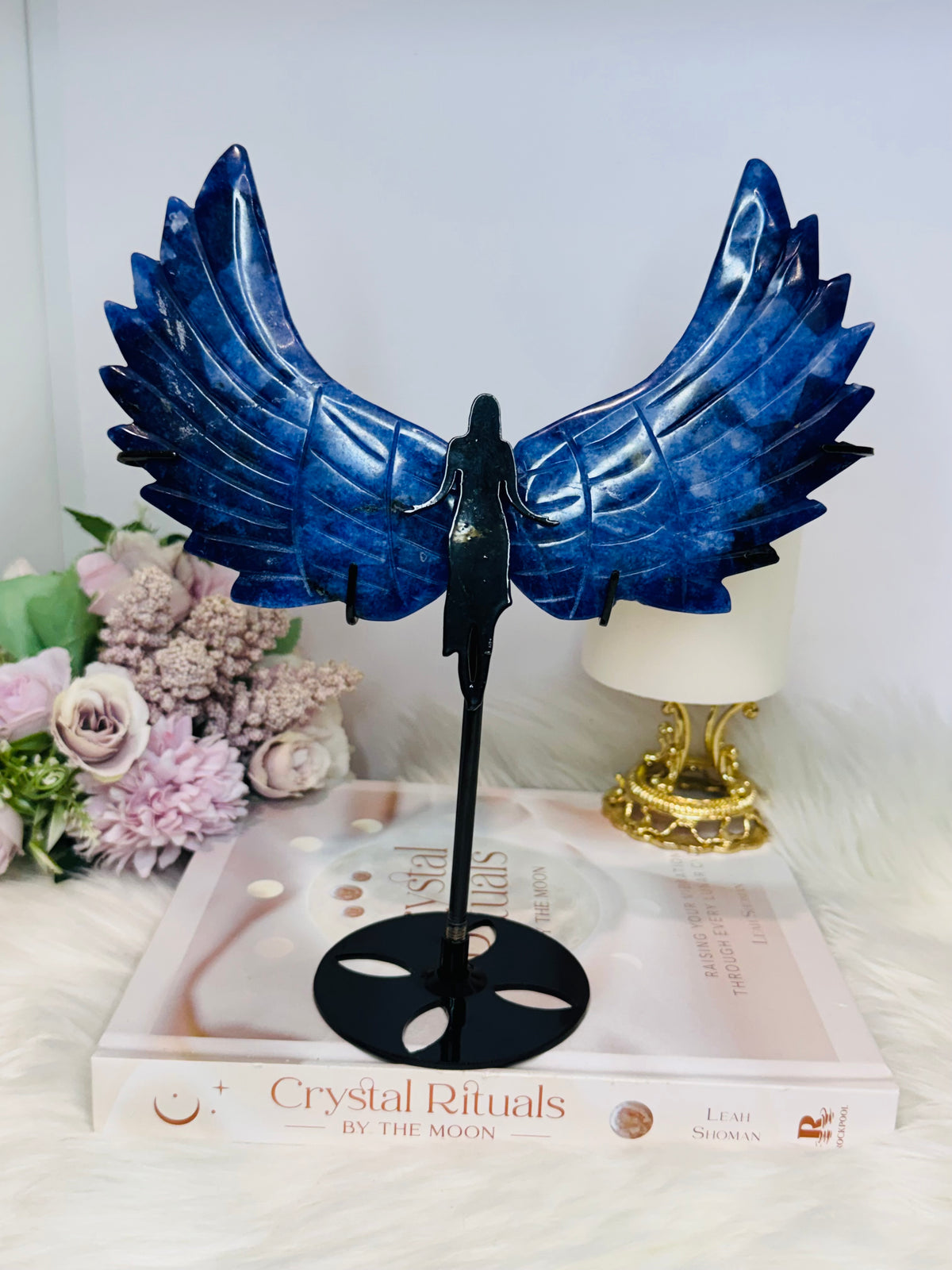 Large Blue Sodalite Angel Wings on Stand 23cm