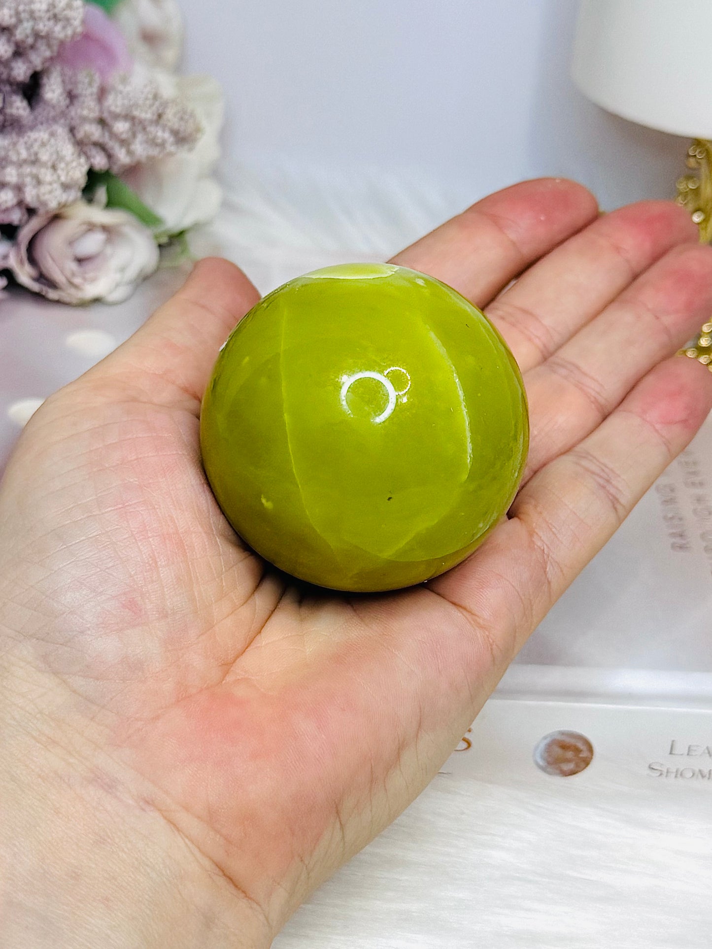 Natural Green Opal Sphere on Stand 199g