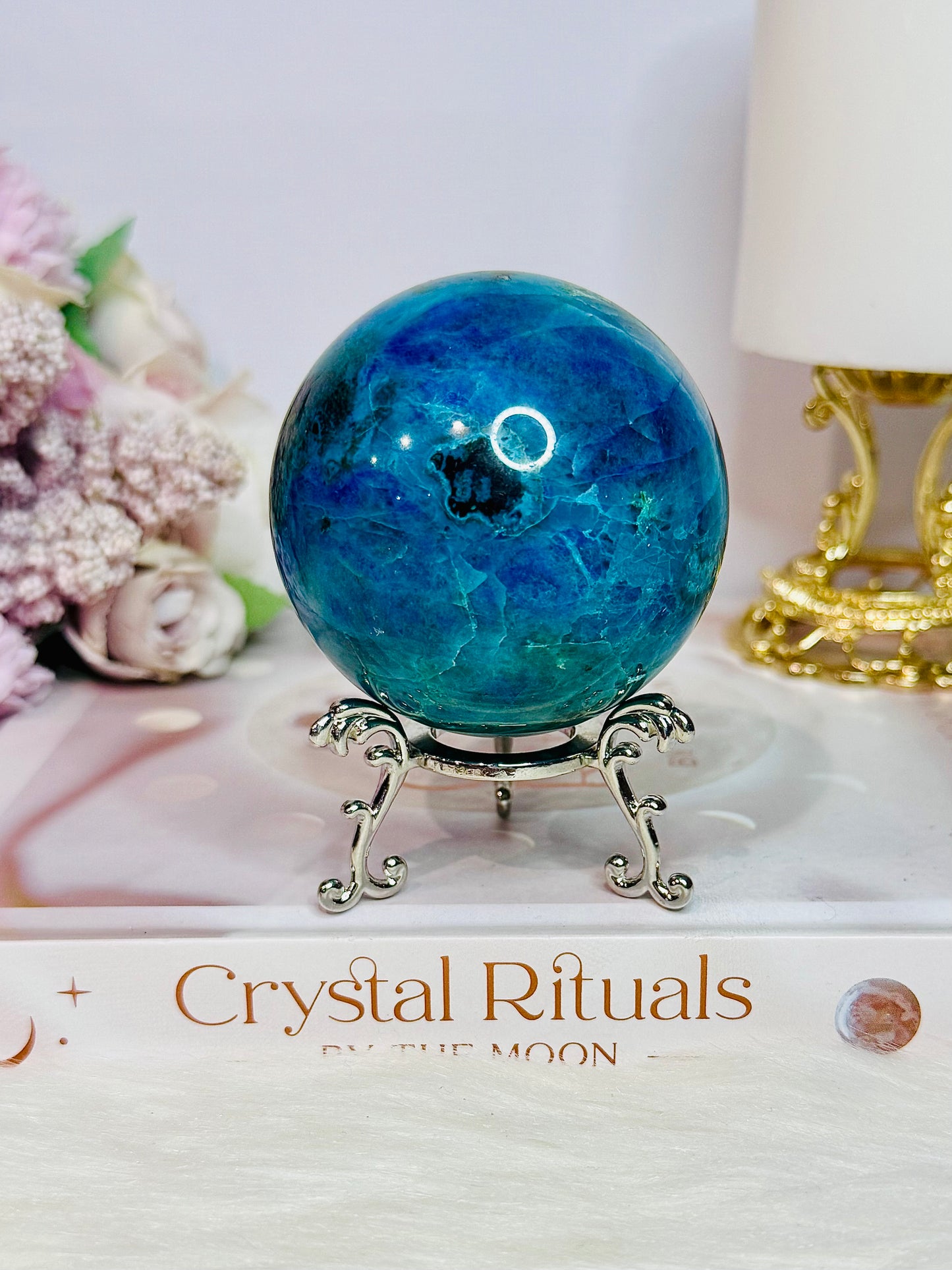 Absolutely Incredible High Grade Chrysocolla Sphere on Stand 329grams