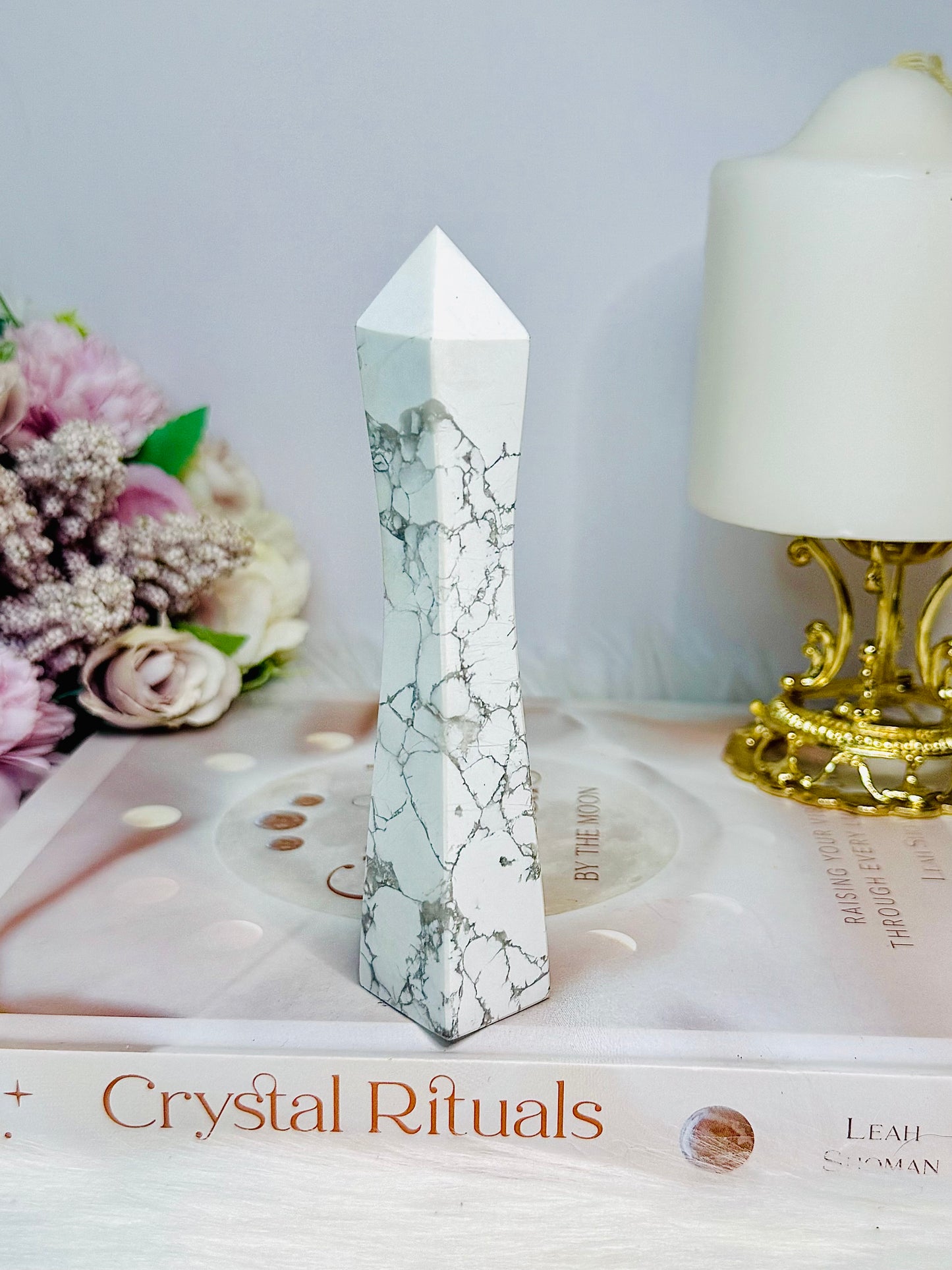 Howlite Carved Tower 12.5cm